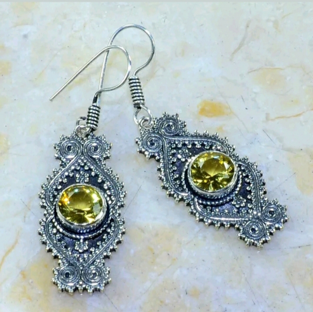 New Citrine 925 Silver Earrings.